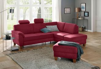 HOME AFFAIRE Ecksofa »Alta L-Form« mit Federkern und Kontrastnaht, Füsse Buche eichefarben