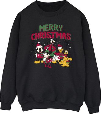 Disney Heren Mickey Mouse Vrolijk Kerstfeest Figuren Sweatshirt (Zwart)