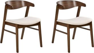 Beliani Set of 2 Dining Chairs LILLY Off-White/ Dark Brown