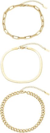Pompeii3 Cinthia Anklet 3 Piece Set 18k Gold Plated 9 with 2 Extender