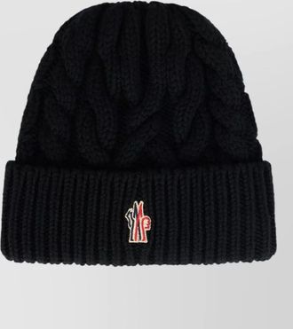 Moncler wool logo cap turn up brim