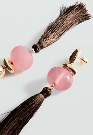 Mango Orecchini ciondoli nappe marrone - Donna - Taglia unica - MANGO