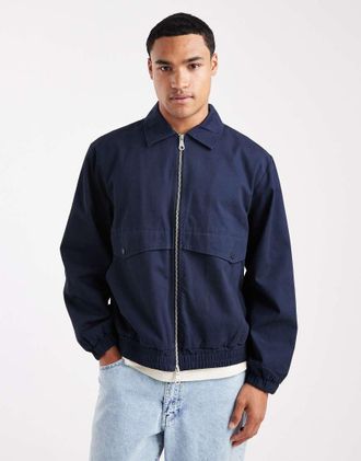 Farah Tyler - Giacca in cotone blu navy con zip