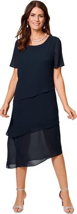 Hermann Lange Chiffonkleid, Damen, Gr. 36, N-Gr, blau (marine), Chiffon, Obermaterial: 100% Polyester, HERMANN LANGE COLLECTION, unifarben, figurumspielend ca. Mitt