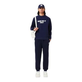 Lacoste Unisex trainingsbroek voor volwassenen met de tekst Rene Did It First (Marineblauw)