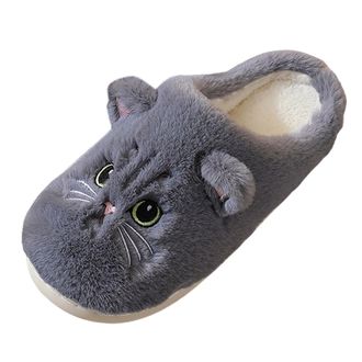 Generic Feelcrag Cat Slippers for Women Men Plush Cute Cat Design Fluffy Cartoon Animals Sliders Winter Warm Memory Foam Slippers House Shoes for Women Men Fu