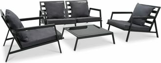 vidaXL Set Muebles De Jard&iacute;n Con Cojines 4 Pzas Aluminio Gris Oscuro Vidaxl