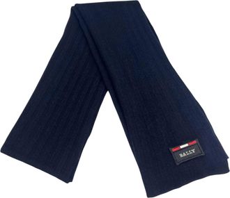 Bally Womens Knit Wool Scarf In Blue