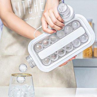 OEM Bandejas Para Cubitos De Hielo 2 En 1, M&aacute;quina De Cubitos De Hielo Port&aacute;til Con 17 Compartimentos: Cuerpo Plano Y Tapa, Cerveza Y Zumos (blanco)