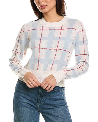 Brodie Checkered Crewneck Cashmere Sweater