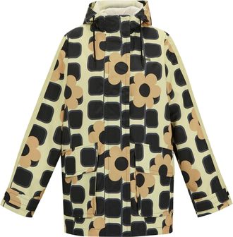 Regatta Womens/Ladies Orla Kiely Giant Square Flower Mid Length Waterproof Jacket (Monochrome) - Black/White - Size 14 UK