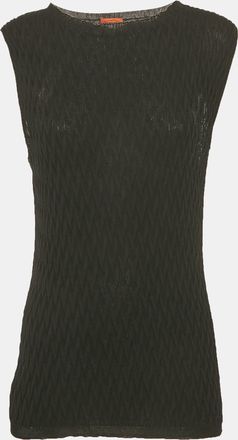 Missoni Black Textured Stretch Knit Crew Neck Top