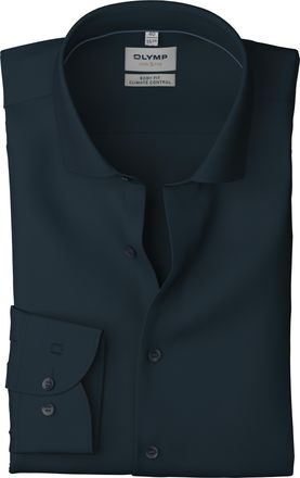 Olymp Businesshemd OLYMP Level Five body fit, Herren, Gr. 37, N-Gr, blau (marine), Web, Obermaterial: 64% Baumwolle, 27% Polyester, 9% Elasthan, Hemden Busi