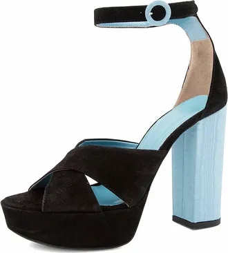 Valentina Rangoni Womens Miglio Block Heel Platform Sandals In Black/blue