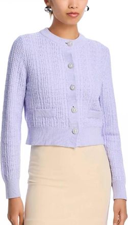 French Connection Lurex Tweed Cardigan In Lavender