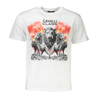 Cavalli T-Shirts, male, White, Size: XL Short Sleeve T-Shirt