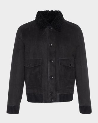 Gorski Men & apos;s Shearling Lamb Bomber Jacket