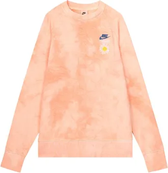 Nike Mens Nike Sportswear Casual Sports Tie Dye Daisy Embroidered Round Neck Red DM5011-693