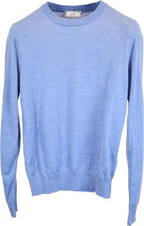 Ami Paris Knitted Crewneck Sweater in Purple Wool