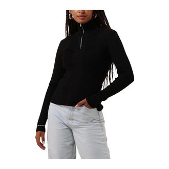 Modstr&ouml;m Truien & Vesten, Dames, Zwart, XS, Zip T-neck Top