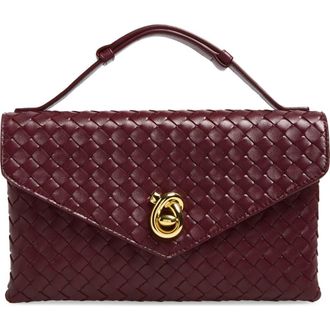 Bottega Veneta Knot Lock Intrecciato Leather Shoulder Bag in 2250 Barolo-M Brass at Nordstrom