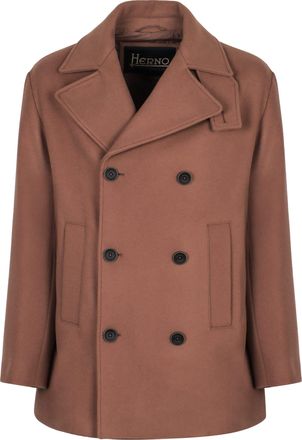 Herno Peacoat In Blended Wool