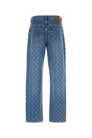 Marine Serre Mens Printed Denim Jeans Bl05lightblue Exterior: Cotton
