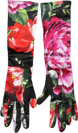 Dolce & Gabbana Multicolor Floral Print Elbow Length Women Womens Gloves