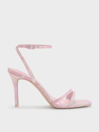 Charles & Keith Swirl-Print Ankle-Strap Heels