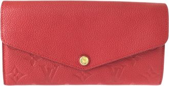 Louis Vuitton Red Color Leather Long Wallet (Bi-Fold) (Pre-Owned)