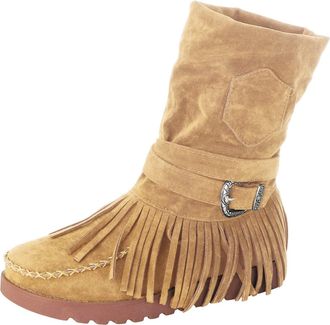 Generic Retro Roman WomenS Short Tassels Boots Stylish Fit Casual Shoes Round Flat WomenS Super Soft Boots Indoor Outdoor Mules Technology For All-Day Comfort