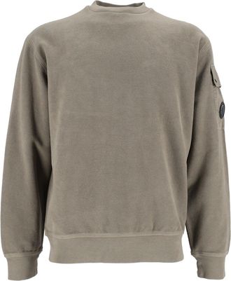 C.P. Company Relaxed Fit Crew Neck Sweatshirt with Unique Buttoned Patch Pocket