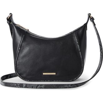 Brahmin Corinne Croc Embossed Leather Crossbody in Black Dietrich at Nordstrom