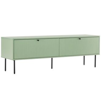 Oviala Mueble TV 2 puertas de acero MDF melaminado 150 cm verde salvia