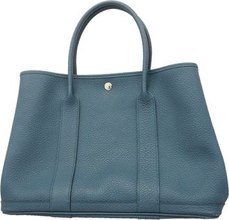 Herm&egrave;s Blue Country Leather Tote Bag (Pre-Owned)