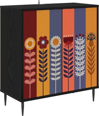 vidaXL Aparador Essen Roble Negro 69 X 33 X 76 Cm Madera De Ingenier&iacute;a Vidaxl