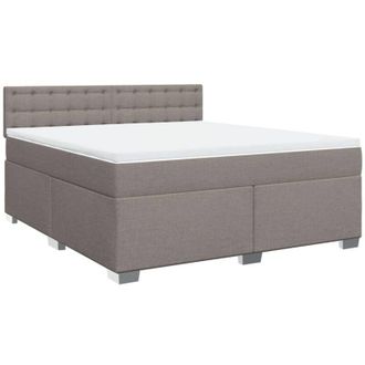 vidaXL Cama Box Spring Con Colch&oacute;n Tela Gris Taupe 180x200 Cm Vidaxl