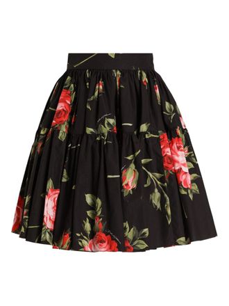 Dolce & Gabbana Womens-Bouquet Rose Mini Skirt
