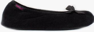 Totes Womens Totes Isotoner STRETCH TERRY BOW Womens Ballerina Slippers Black - Size: 4/4.5/5/5.5