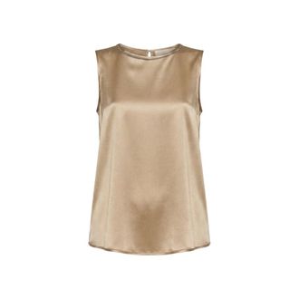 PESERICO Peserico, Sleeveless Tops, female, Brown, Size: XL Round-neck Top