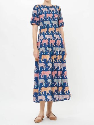 Oliphant Womens Smocked Drop Waist Maxi Dress In Raj Navy