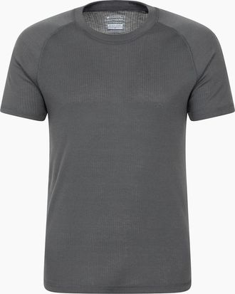 Mountain Warehouse Mens Mountain Warehouse Mens Talus Round Neck Short-Sleeved Thermal Top - Grey - Size: 40