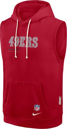 Nike San Francisco 49ers Sideline Nike Mens Dri-FIT NFL Sleeveless Pullover Hoodie in Red | 03B46DL9B-0CN