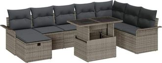 vidaXL Garden Sofa Set with Cushion 9 pcs Grey Poly rattan vidaXL
