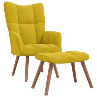 vidaXL Sill&oacute;n De Relax Con Taburete Terciopelo Amarillo Mostaza Vidaxl