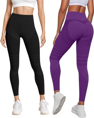 Generic 2 PCS Anti Cellulite Leggings for Women UK Cellumove 3D Compression Leggings Tummy Control High Waist Push Up Yoga Trousers Opaque Figure Sculpting Bo