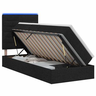 vidaXL Letto Con Contenitore Led E Materasso Nero 100 X 200 Cm Tessuto Vidaxl
