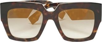 Fendi Pre-owned Accessories, female, Brown, Size: ONE SIZE Pre-owned Square Havana Sunglasses