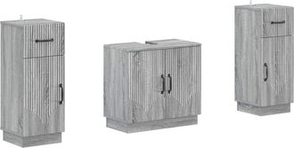 vidaXL Juego De Gabinete De Ba&ntilde;o De 2 Piezas Hoorn Sonoma Gris Vidaxl