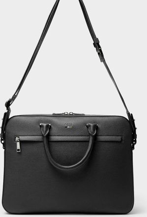 BOSS Mens Navy faux-leather briefcase